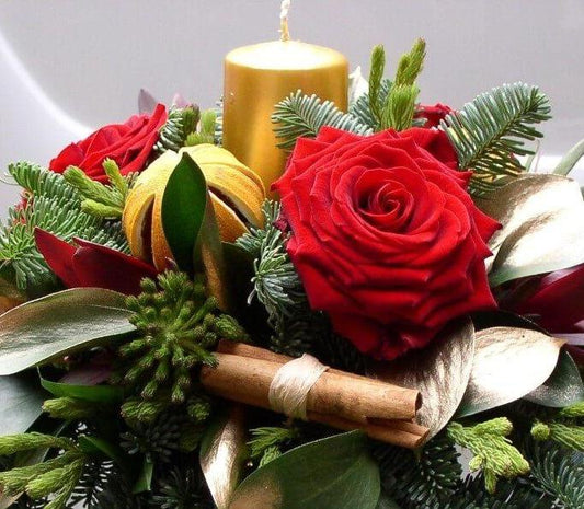 Fragrance of Christmas Red Roses Flower Arrangement Romanian Flower Shop