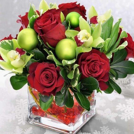 Happy New Year! Red Roses Flower Arrangement Romanian Flower Shop