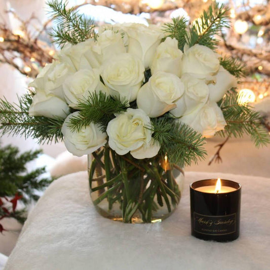 Snowball Fight White Roses Flower Arrangement Romanian Flower Shop
