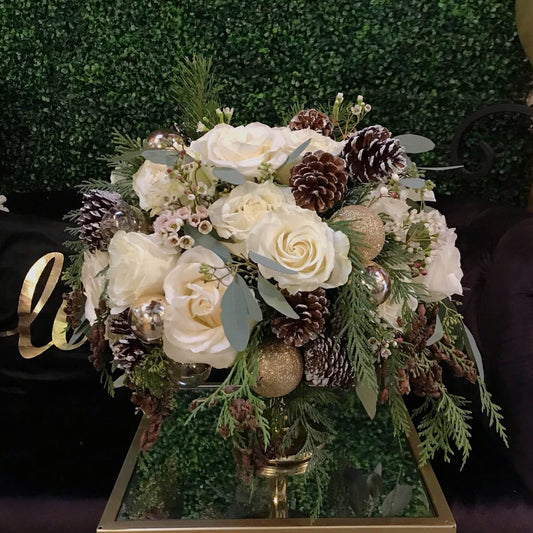 Snowball White Roses Flower Arrangement Romanian Flower Shop