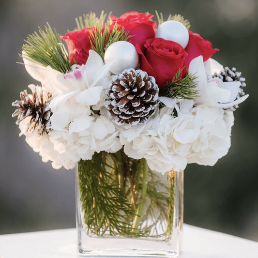 Christmas Morning Red Roses Flower Arrangement Romanian Flower Shop