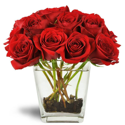 Valentine's in Love Red Roses Flower Arrangement Romanian Flower Shop